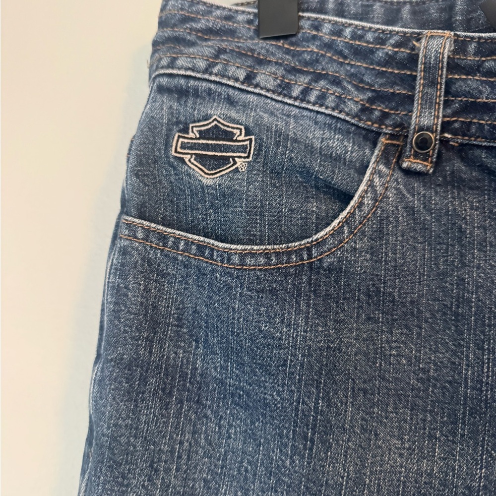 Harley-Davidson Bootcut Flare Jeans Studded Back Pocket Biker - Picture 2 of 6